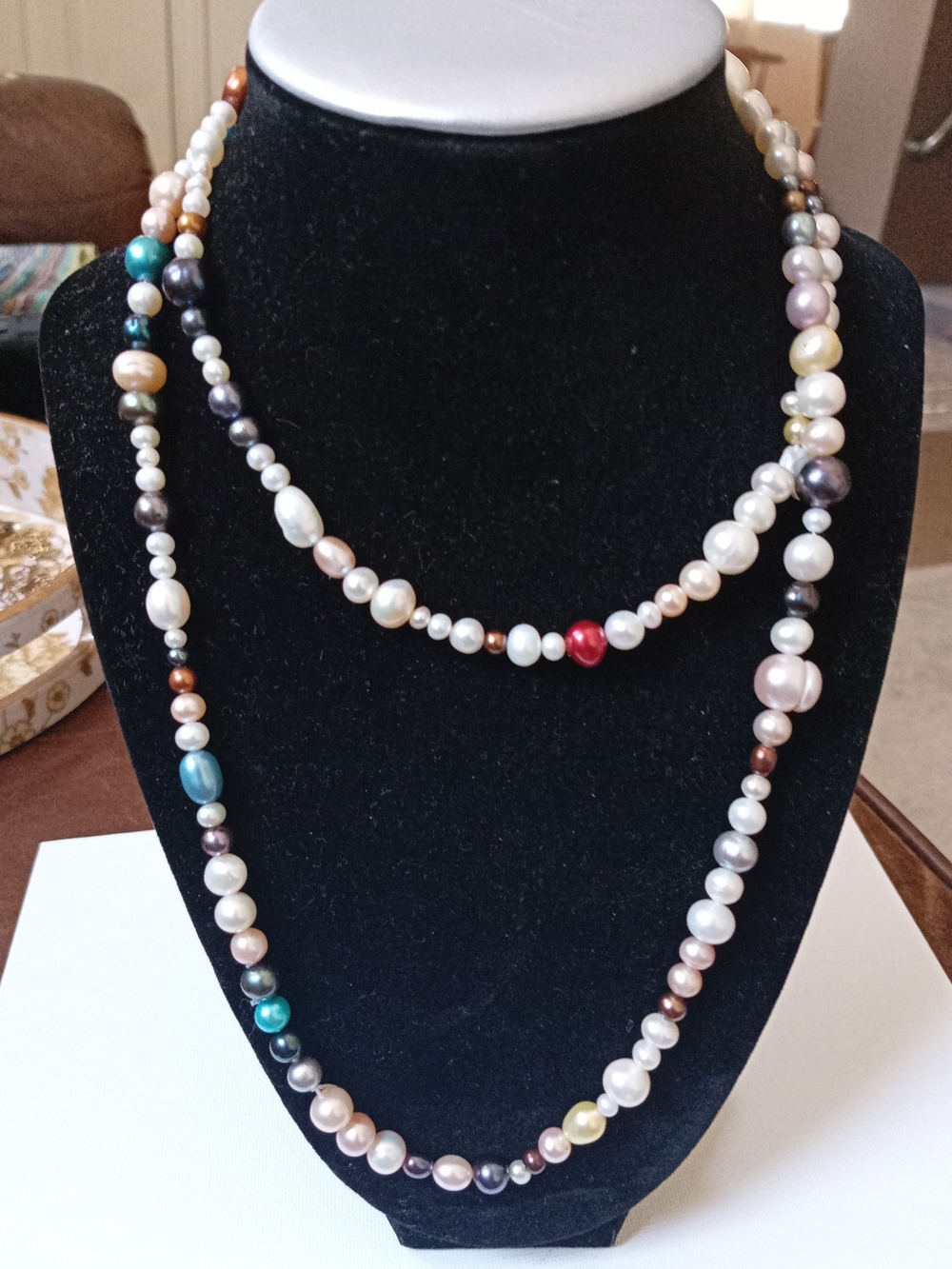 Multi-Color Freshwater Pearl Long Necklace – Elegant Layered Look